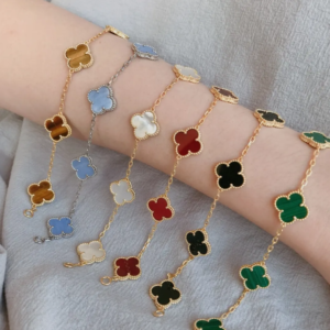 اساور عقيق مستوحاة من فان كليف ومطلية بالذهب عيار 18